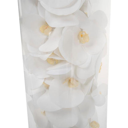 Glass Cylinder With White Phalaenopsis Orchids