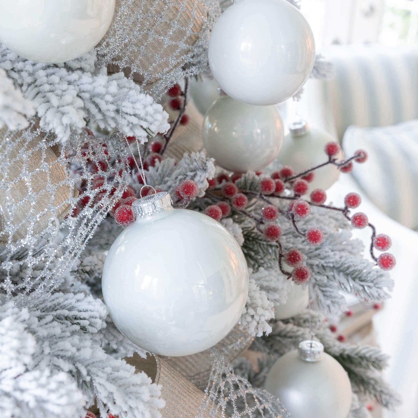 White Essential Glass Ornaments (24 Pack)