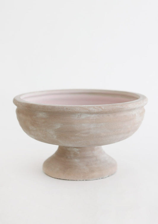 Earthy Mauve Ceramic Compote Bowl - 10.25" Wide