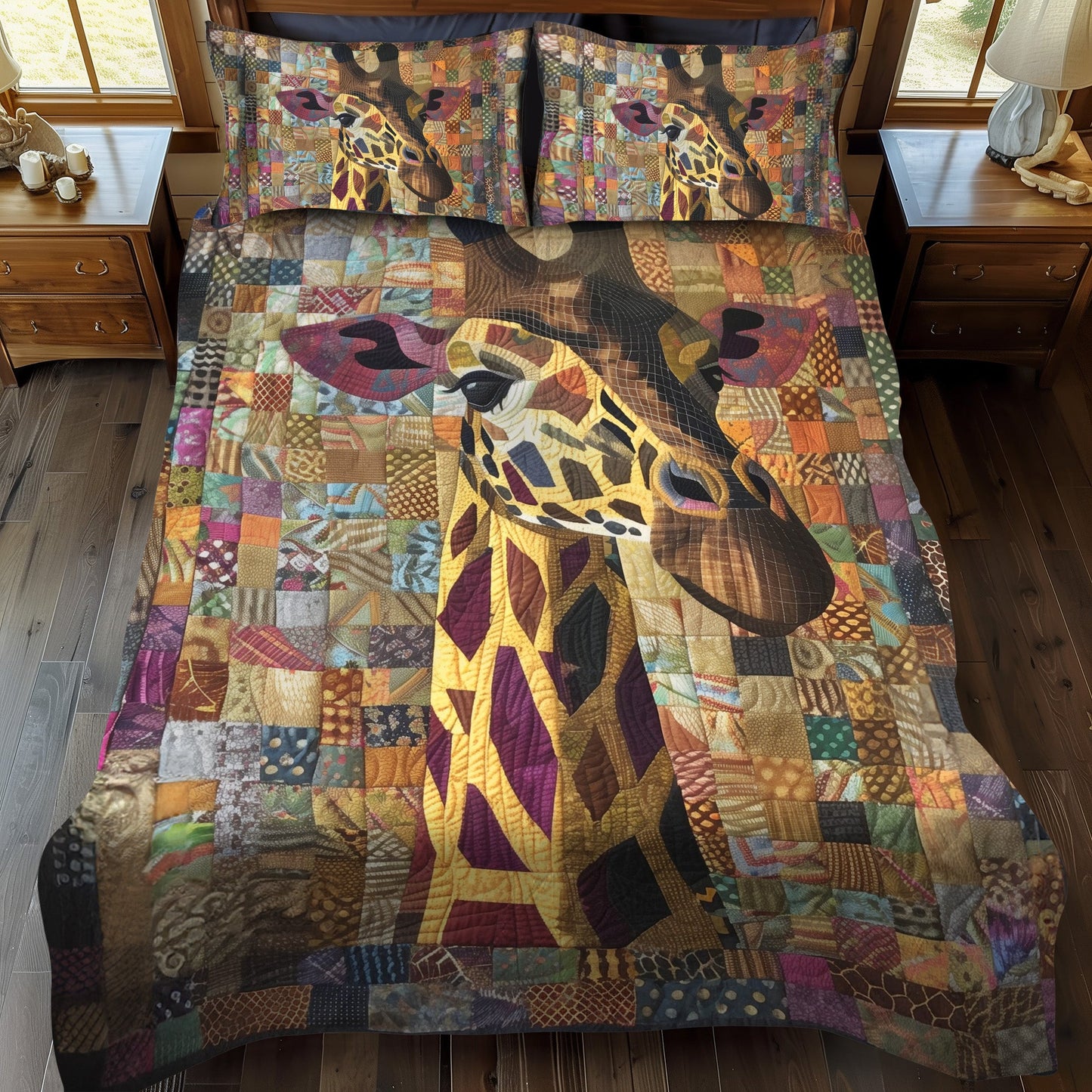 Wild Giraffe 3-Piece Quilted Bedding Set NCU0PT220