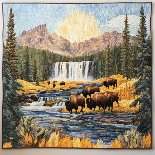 Wild Bison Art Quilt Hanging NCU0TL996