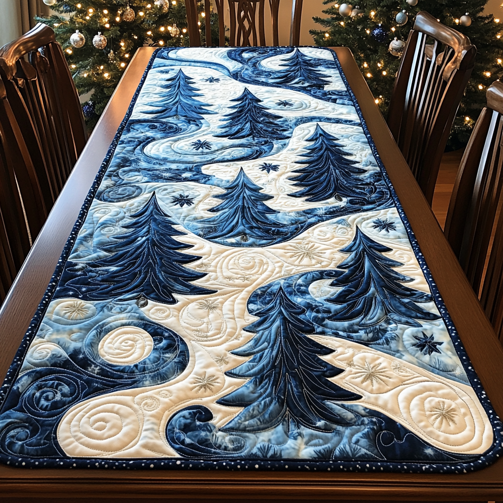 Winter Pine Forest TAI041124643 Quilted Table Runner