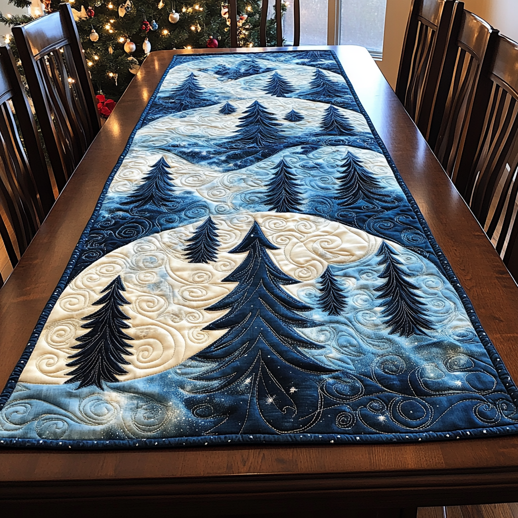 Winter Pine Forest TAI041124644 Quilted Table Runner