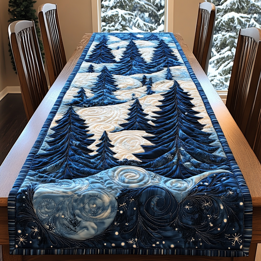 Winter Pine Forest TAI041124648 Quilted Table Runner