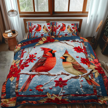 Winter Cardinal Love 3-Piece Quilted Bedding Set NCU0TH925