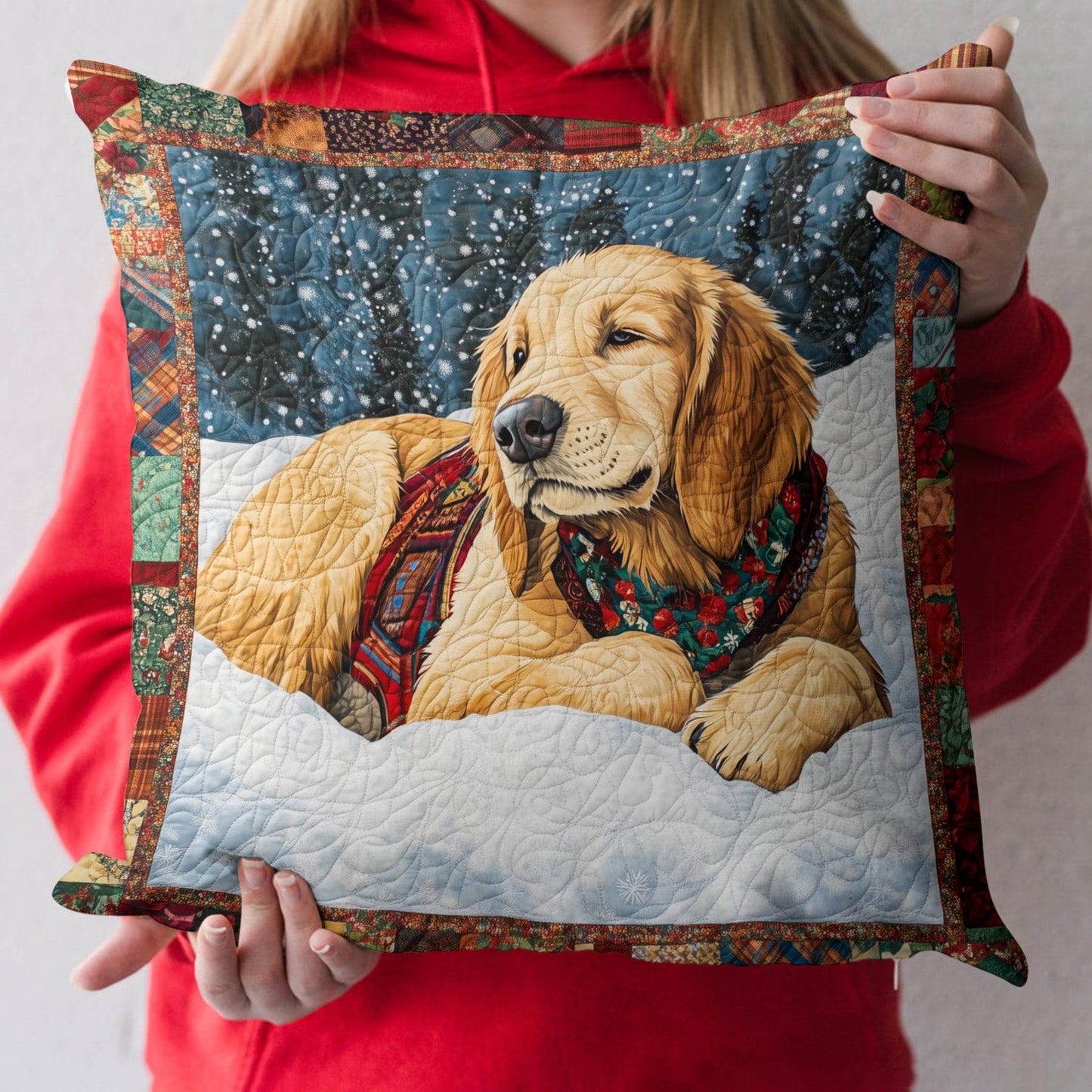 Winter Retriever Quilted Pillow Case NCU0PT617