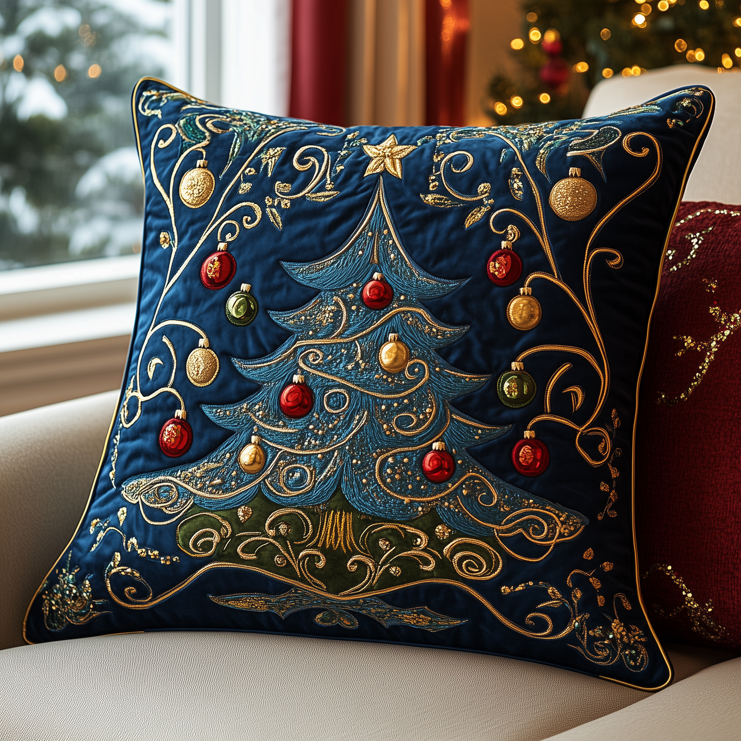 Winter Wonderland Pine Quilted Pillow Case NCU0DV2154