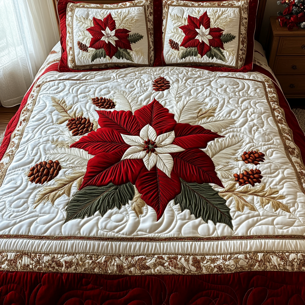 Winter Blossom Quilted Bedding Set NCU0DV1801