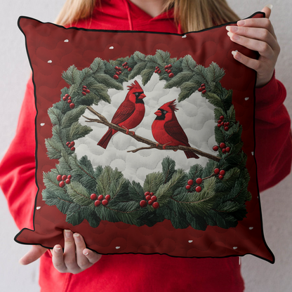 Winter Cardinal Quilted Pillow Case NCU0DK3597