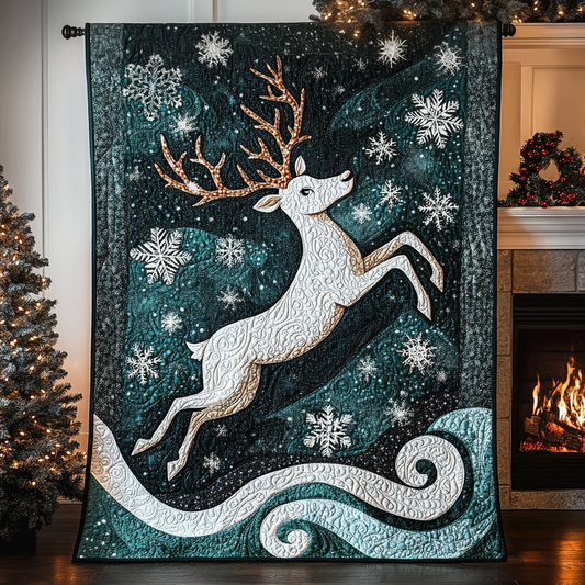 Winter Reindeer Quilted Blanket NCU0TL1507