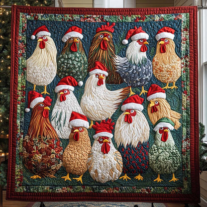 Winter Roosters Quilted Blanket NCU0NT1984