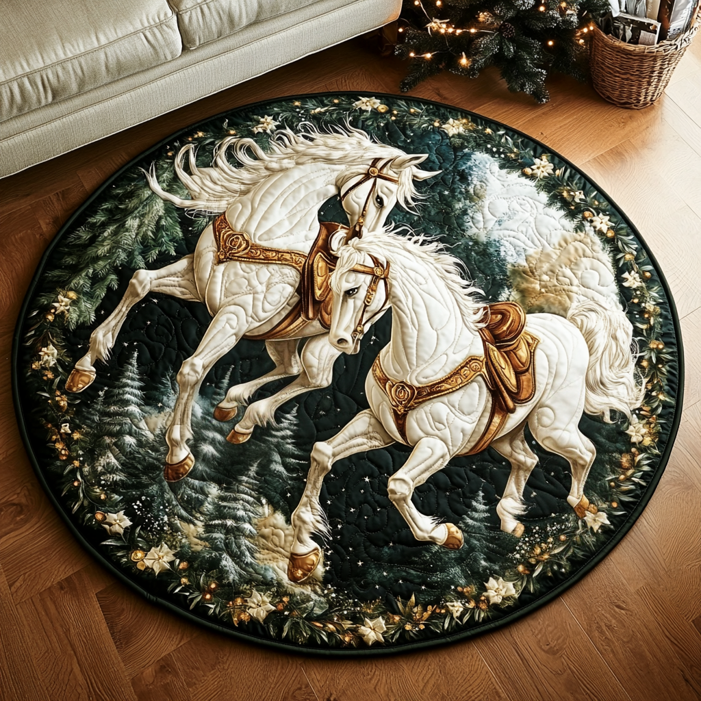 Winter Trot Quilted Round Mat NCU0VH655