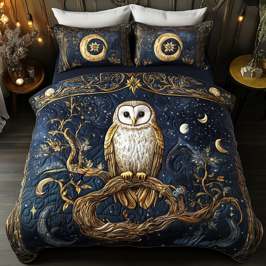 Wise Owl 3-Piece Quilted Bedding Set NCU0DK3611