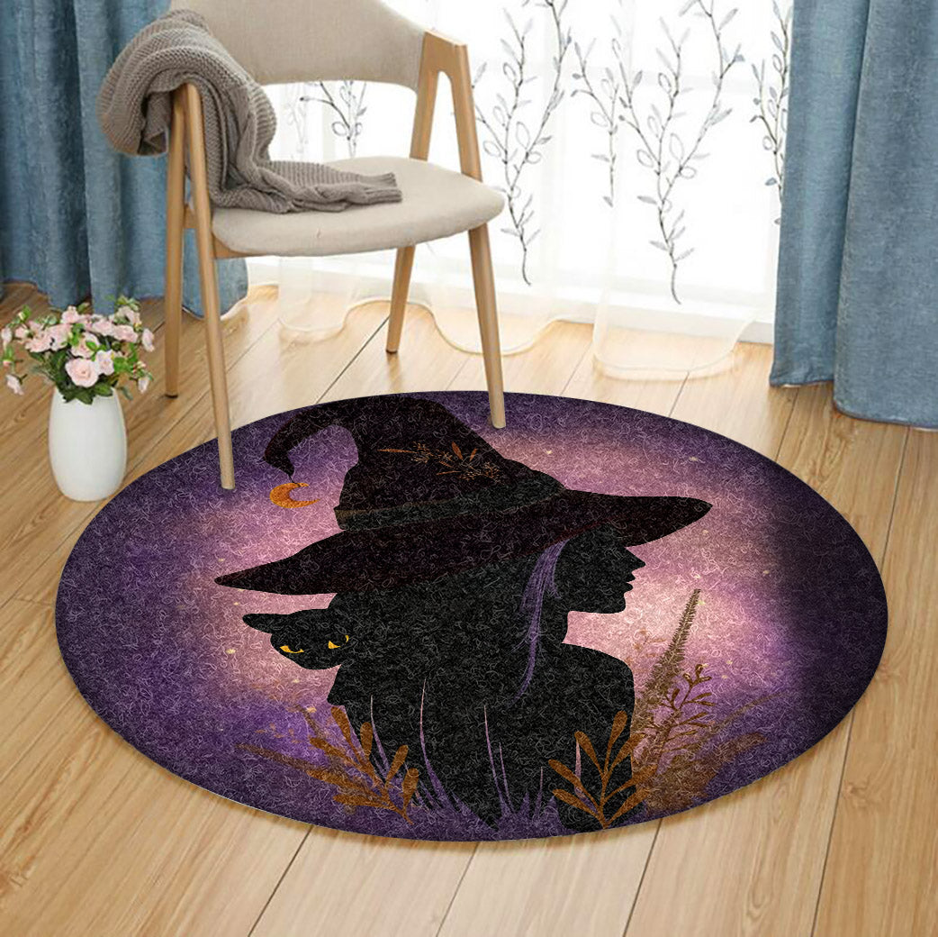 Witch And Black Cat DD2410008RR Round Area Rug