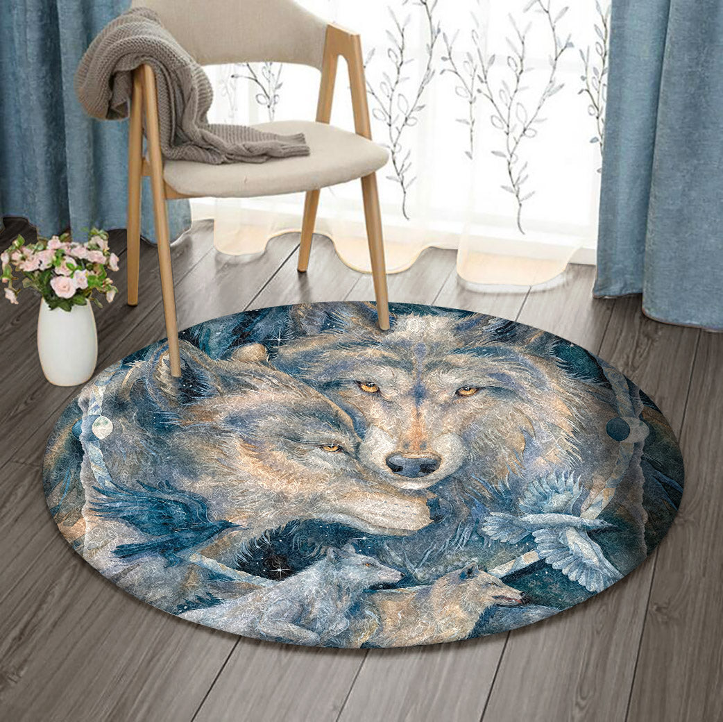 Wolf And Raven Spirit DD0810158RR Round Area Rug