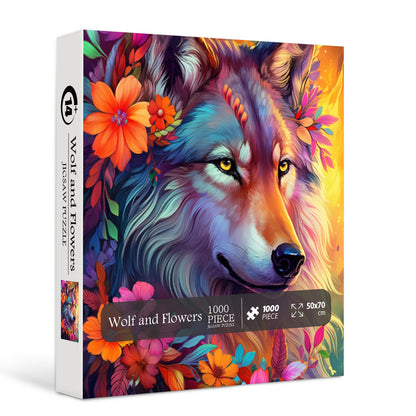 Wolf and Flowers Jigsaw Puzzle 1000 Pieces