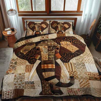 Juego de cama acolchado de 3 piezas con diseño de elefantes Woodland Harmony NCU0TH898