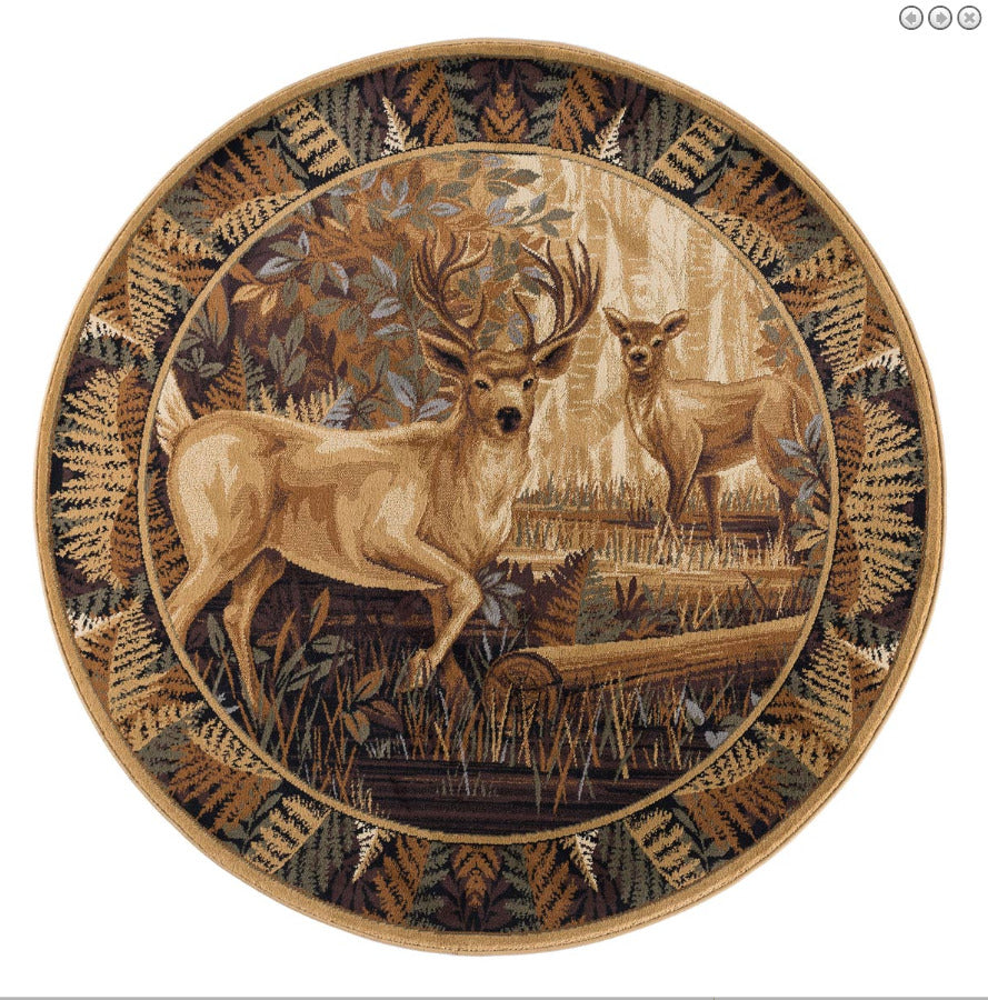 Woodland Deer CLM3009190TM Round Area Rug