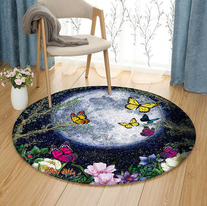 Yellow Butterfly TT120820PT Round Area Rug