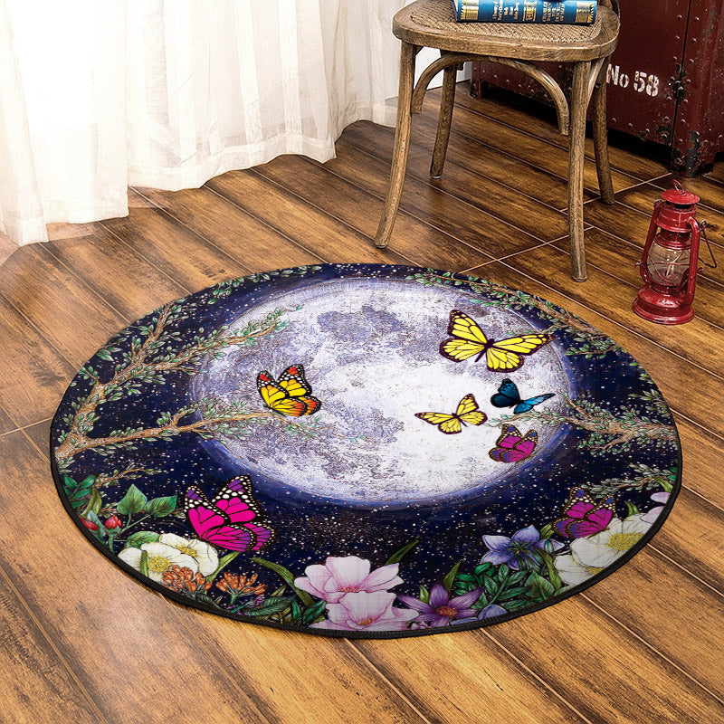 Yellow Butterfly TT120820PT Round Area Rug