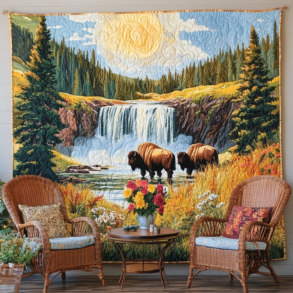 Yellowstone Wildlife Art Quilt Hanging NCU0TL1002