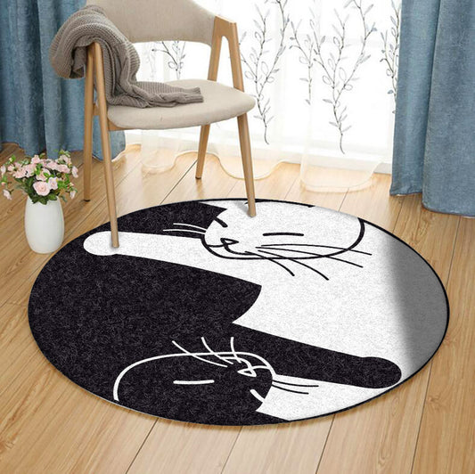 Yin Yang Cat NP0511004RR Round Area Rug