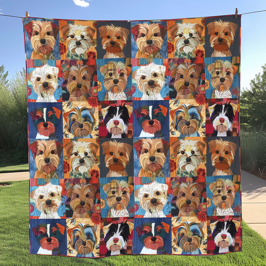 Yorkie Mosaic Quilted Blanket NCU0NT024