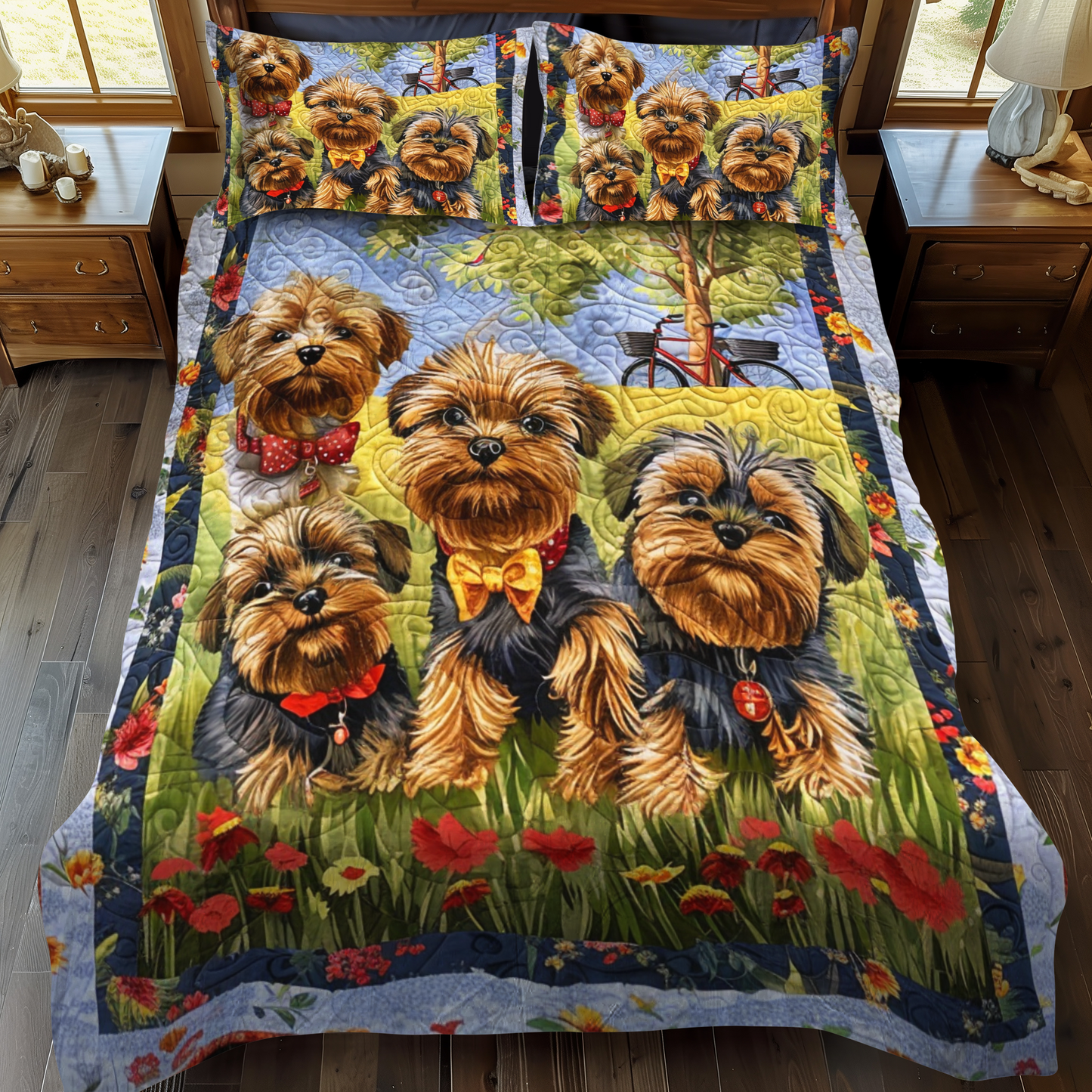 Juego de cama acolchado de 3 piezas Yorkie Quartet NCU0NT024