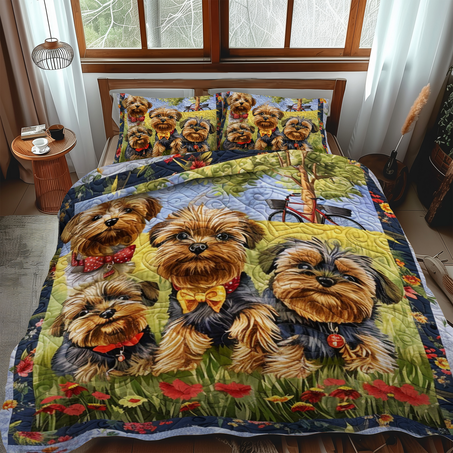 Juego de cama acolchado de 3 piezas Yorkie Quartet NCU0NT024