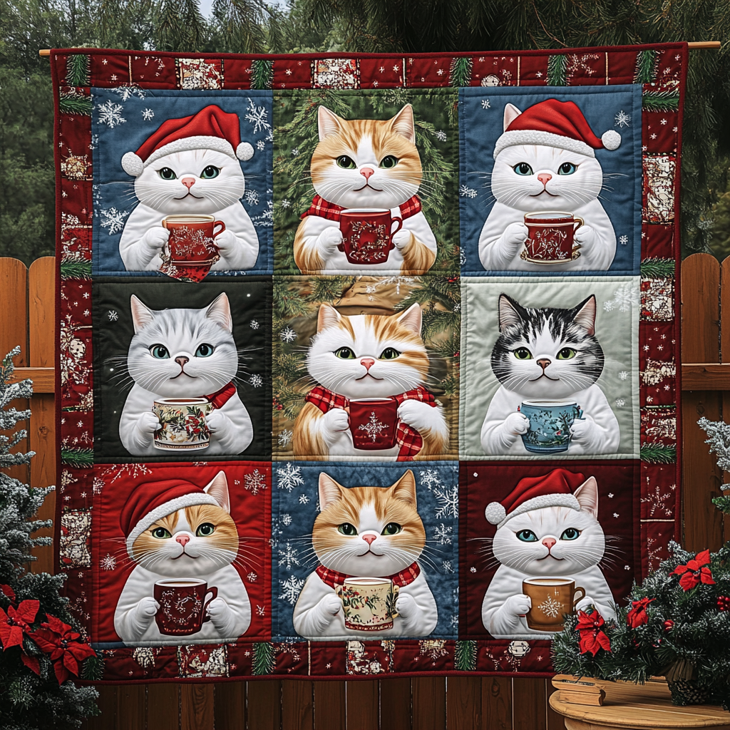 Yuletide Cats Quilted Blanket NCU0TL1241