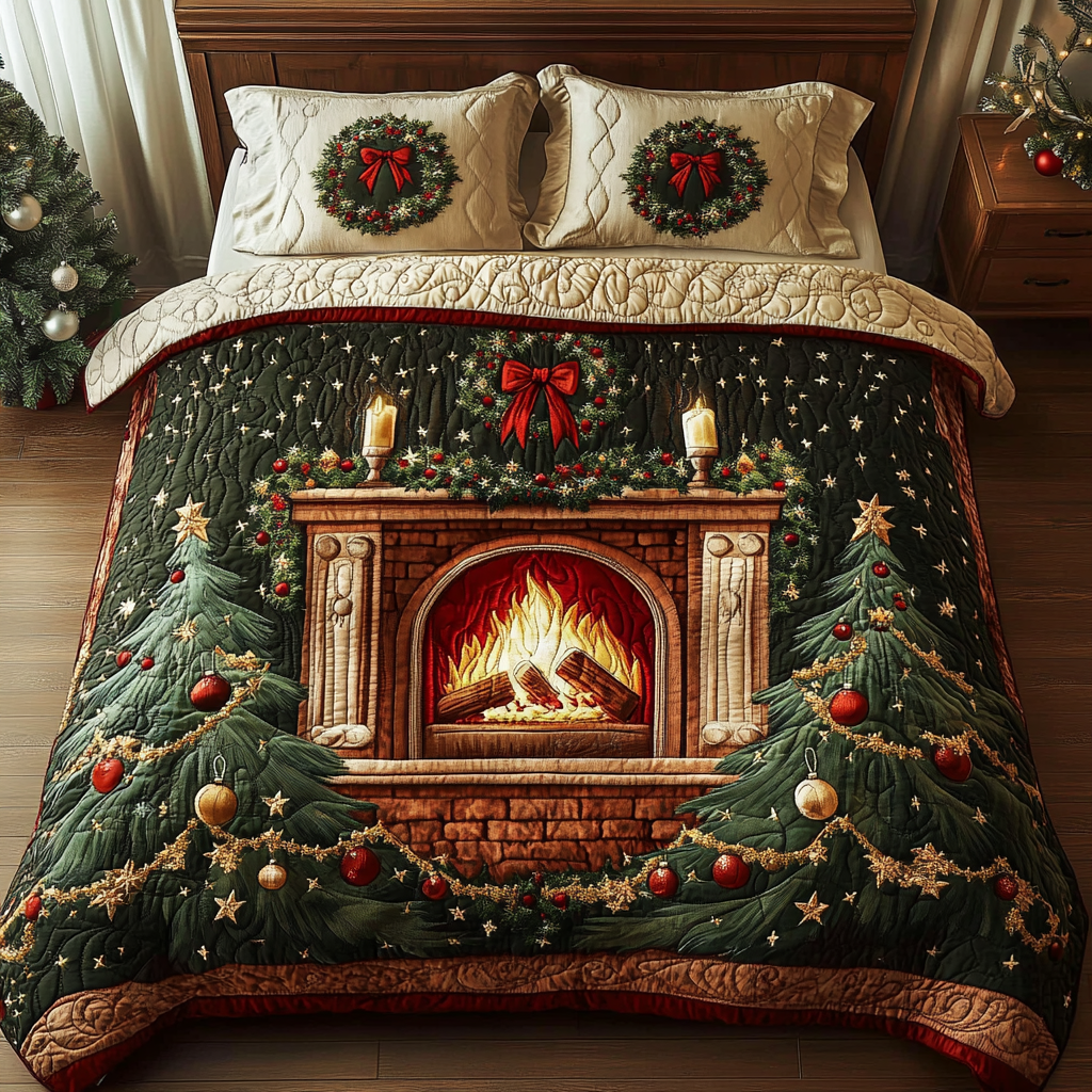 Yuletide Charm 3-Piece Quilted Bedding Set NCU0DK2519