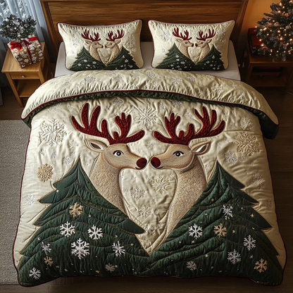 Yuletide Deer 3-Piece Quilted Bedding Set NCU0DK2681