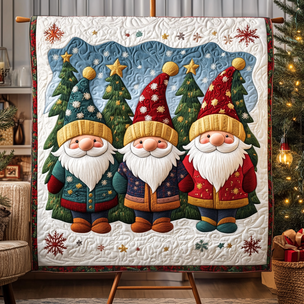 Yuletide Gnomes Quilted Blanket NCU0VH1250