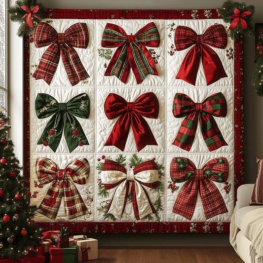 Yuletide Ribbon Joy Quilted Blanket NCU0TH2292