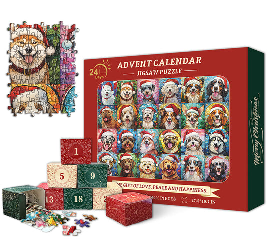 Merry Christmas Dogs Advent Calendar Jigsaw Puzzle 1000 Pieces