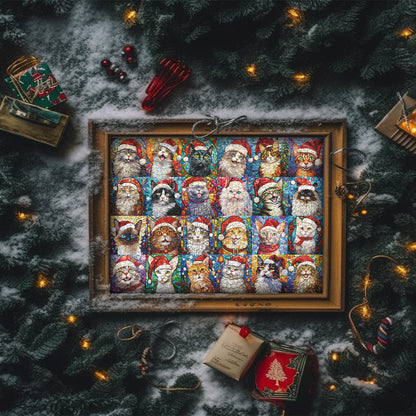 Merry Christmas Cats Advent Calendar Jigsaw Puzzle 1000 Pieces