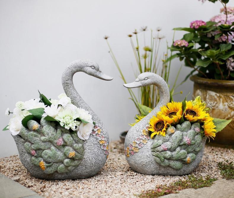 Extra Large Swan Flower Pot, Animal Statue for Garden Ornament, Swan Statues, Villa Courtyard Decor, Outdoor Decoration Ideas, Garden Ideas