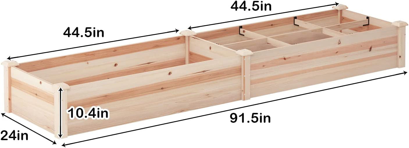 Wooden Raised Garden Bed, Outdoor Garden Bed Planter Box Garden Planters for Vegetables, Flowers, Herbs, 91.5