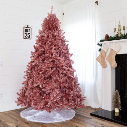 Pink Artificial Tinsel Christmas Tree w/ Foldable Stand