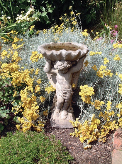 Angel & Shell Stone Garden Bird Bath