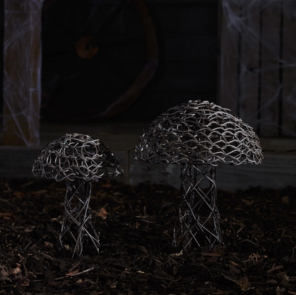 Rattan Mushroom Garden Light Duo