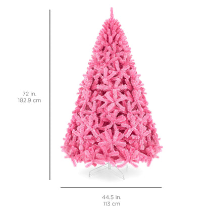 Pink Artificial Fir Christmas Tree w/ Foldable Stand