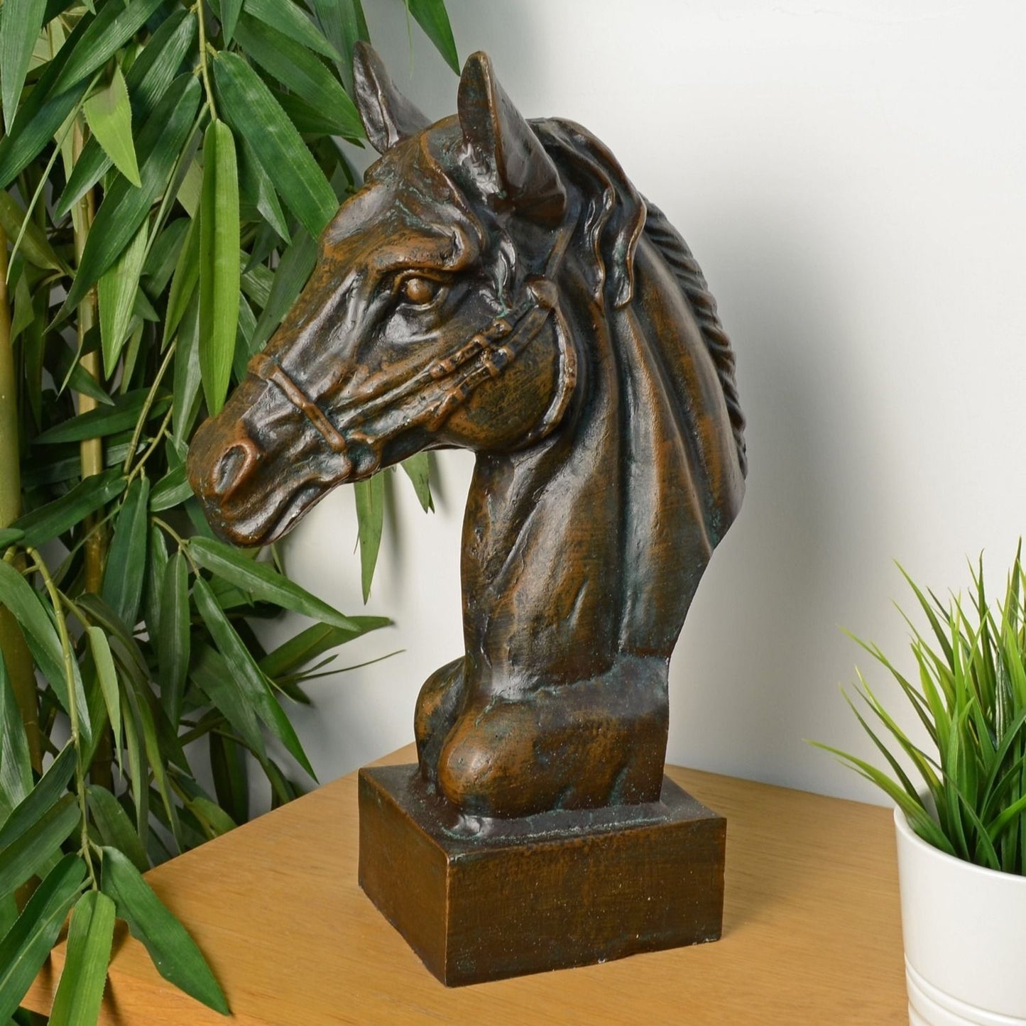 Race Horse Head Bronze Metal Garden Ornament