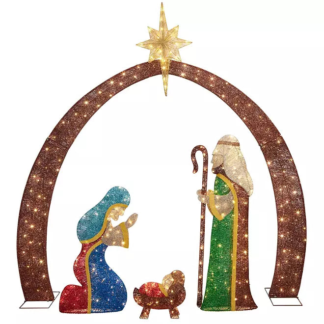 7.5' Pre-Lit Twinkling Nativity Set