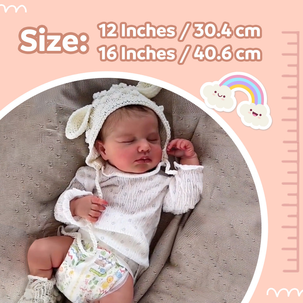 12"&16" Full Liquid Solid Platinum Silicone Baby Doll, No Joint More Flexible Realistic Reborn Baby with Realistic Belly Button and Birth Mark