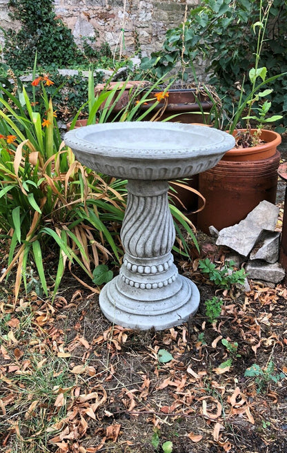 Stunning Stone Twist Base Design Garden Bird Bath