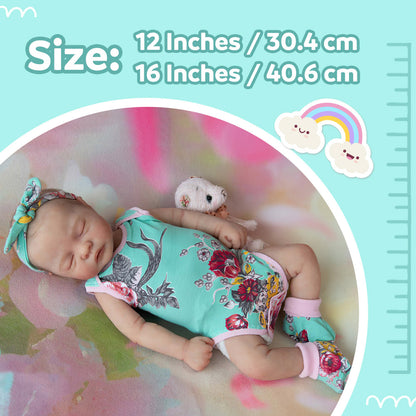 12"&16" Sleeping Baby Girl Mae Full Body Silicone That Looks Real, Not Vinyl Dolls,Extremely Flexible and Lifelike Doll By Dollreborns