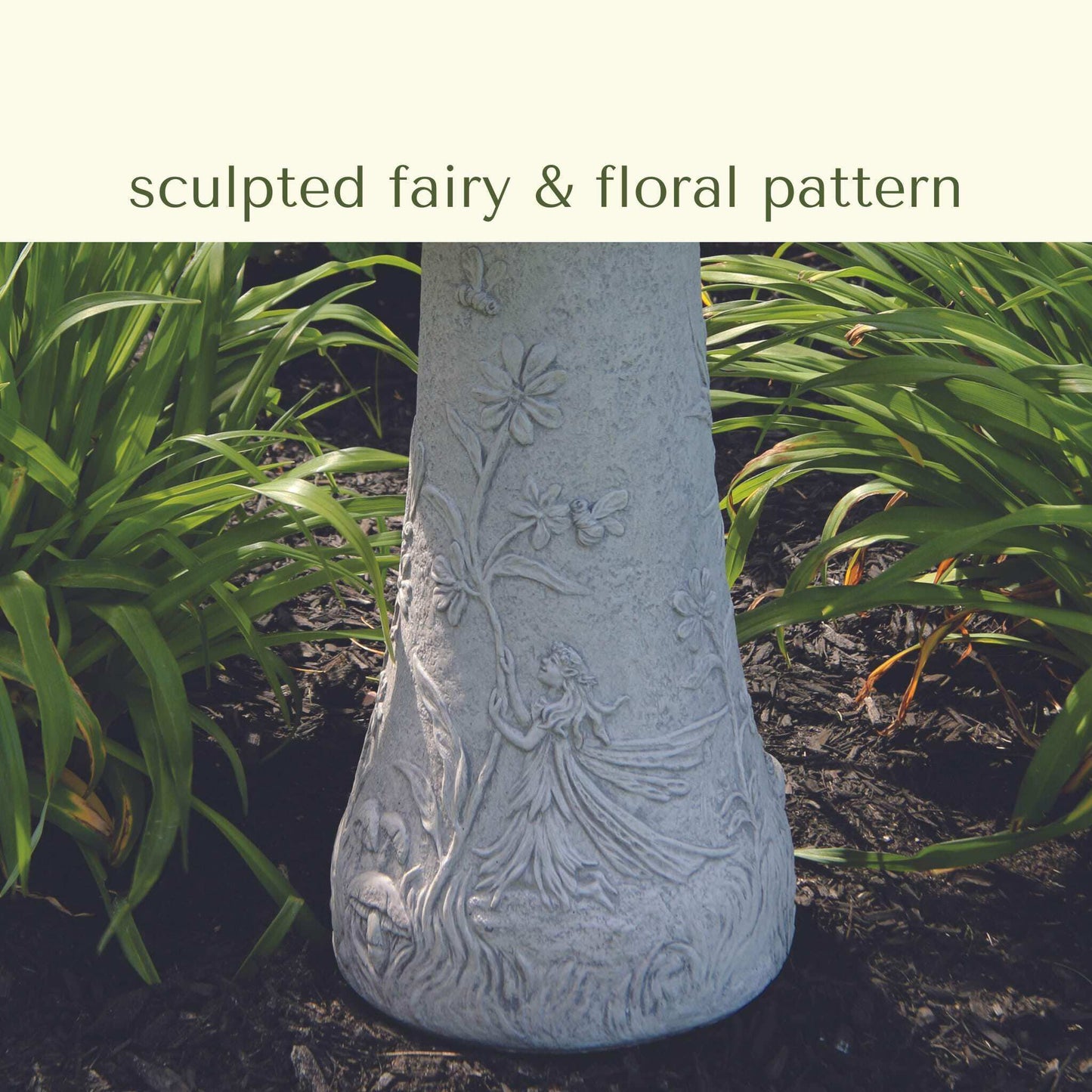 Fairy 2-Piece Concrete Bird Bath