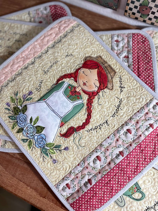 Red Hair Girl CLA120324118 Quilted Placemats