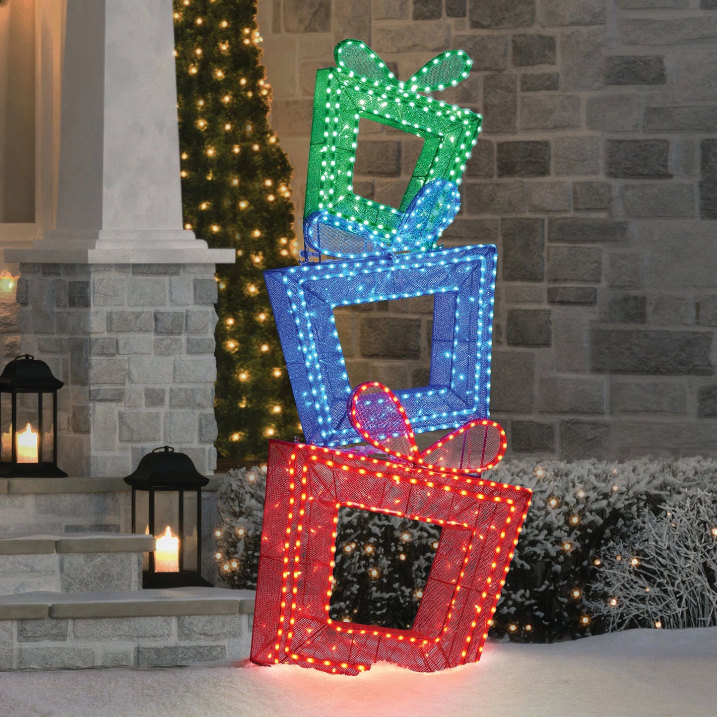 5' Pre-Lit Twinkling Present Tower - Multicolor